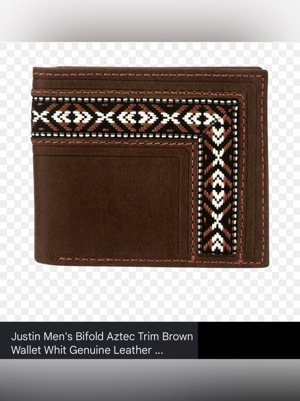 Justin Men's Bifold Aztec Trim Brown Leather Wallet RFID